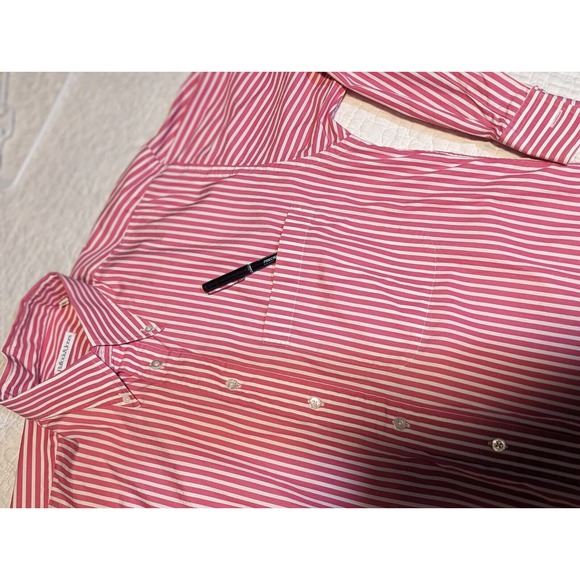 Bullock & Jones Men’s Shirt SIZE M Long Sleeve Striped Cotton Fuschia/White - Picture 5 of 12